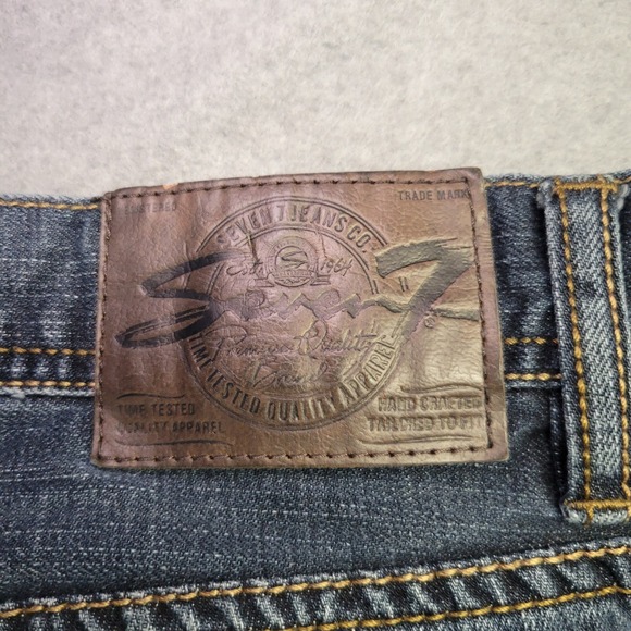 Seven7 Mens Straight Leg Jeans Medium Wash Blue Denim Size 36x32 - Picture 12 of 14